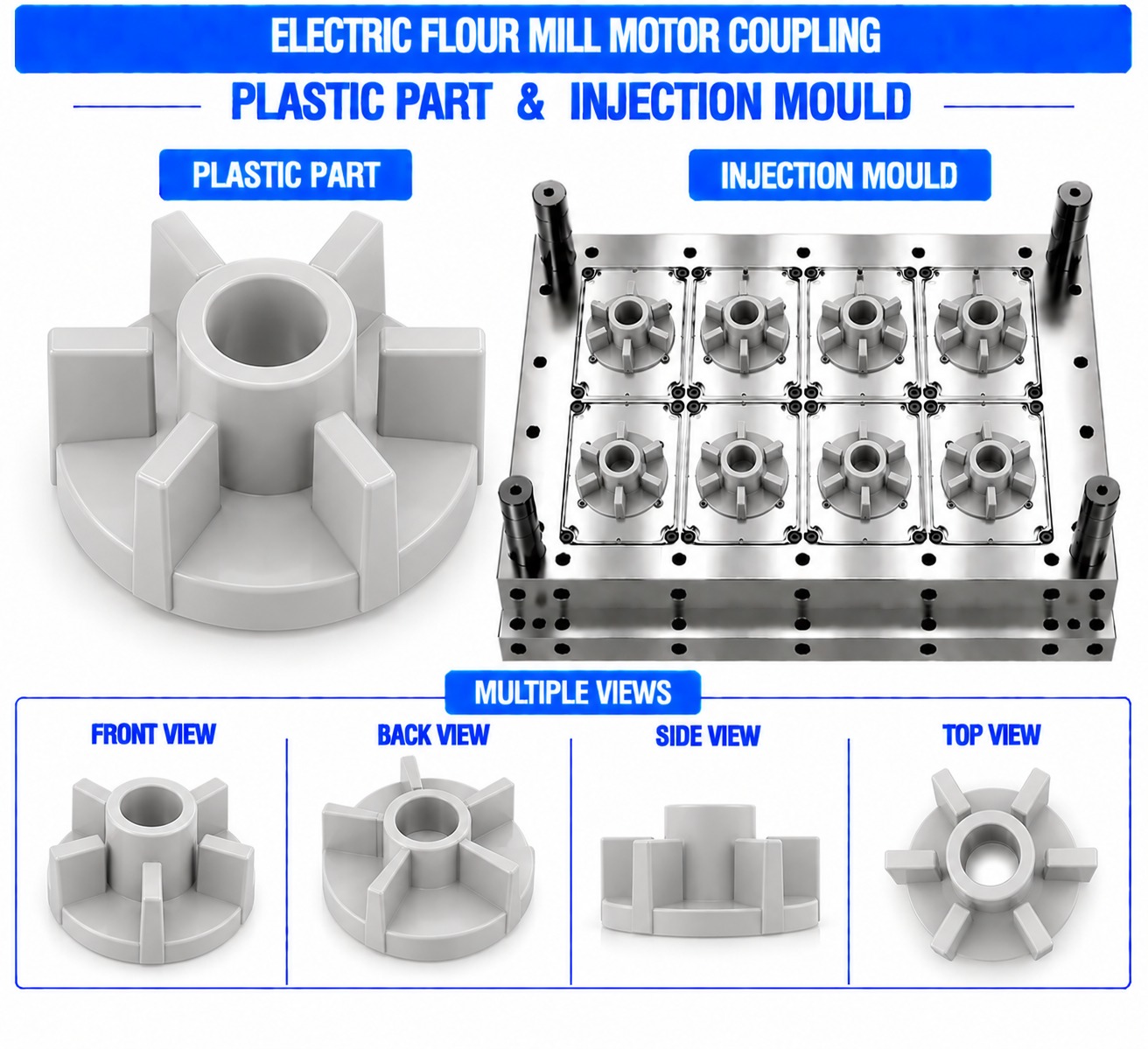 Electric Flour Mill Plastic Motor Coupling Mould and Moulding Service